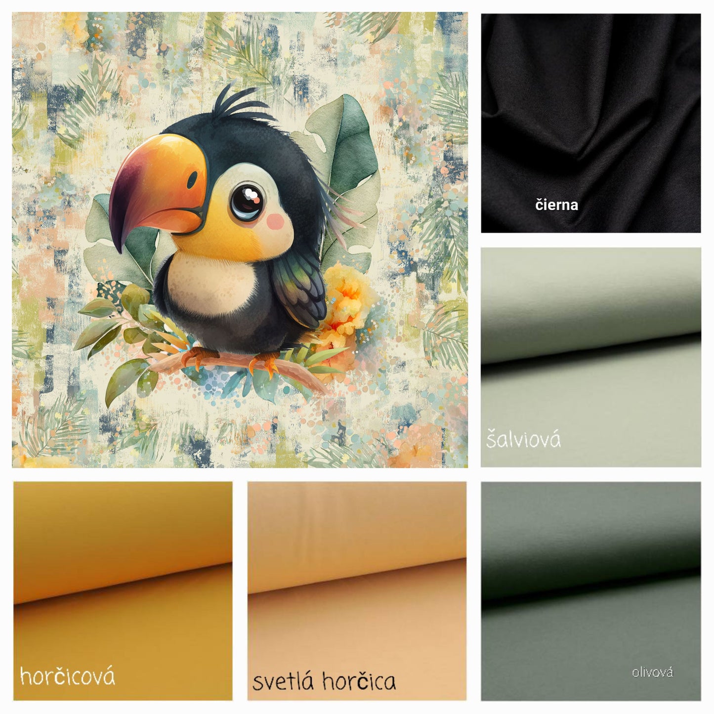 Mikina s raglanovými rukávmi- zvieratká z džungle Tukan