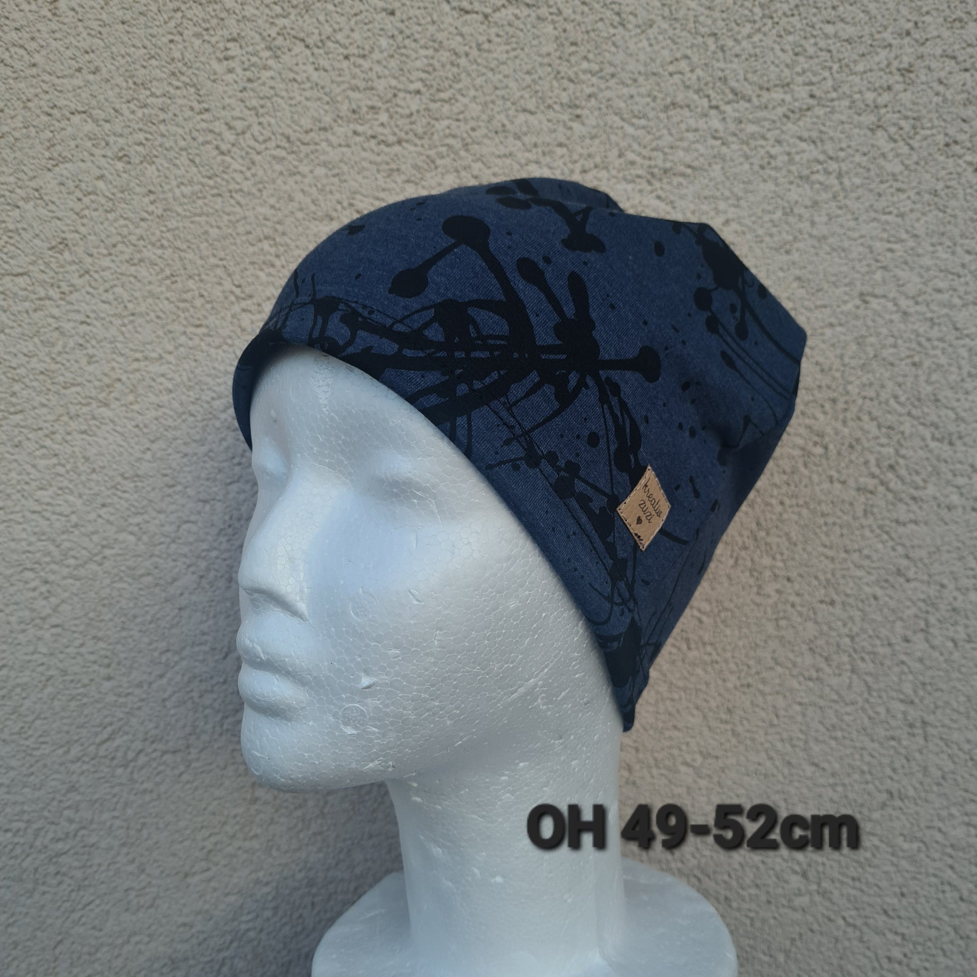 čiapka jednovrstvová, fŕkaná džinsová