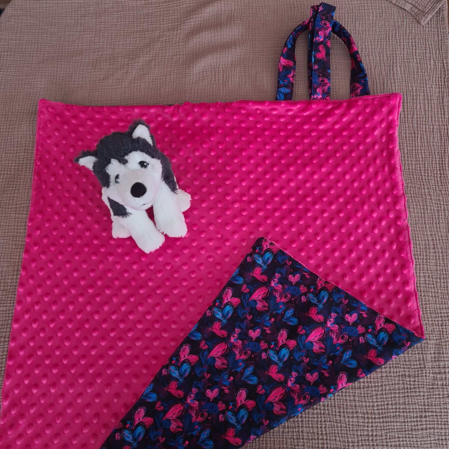 obojstranná podložka pre psa- softshell + minky 