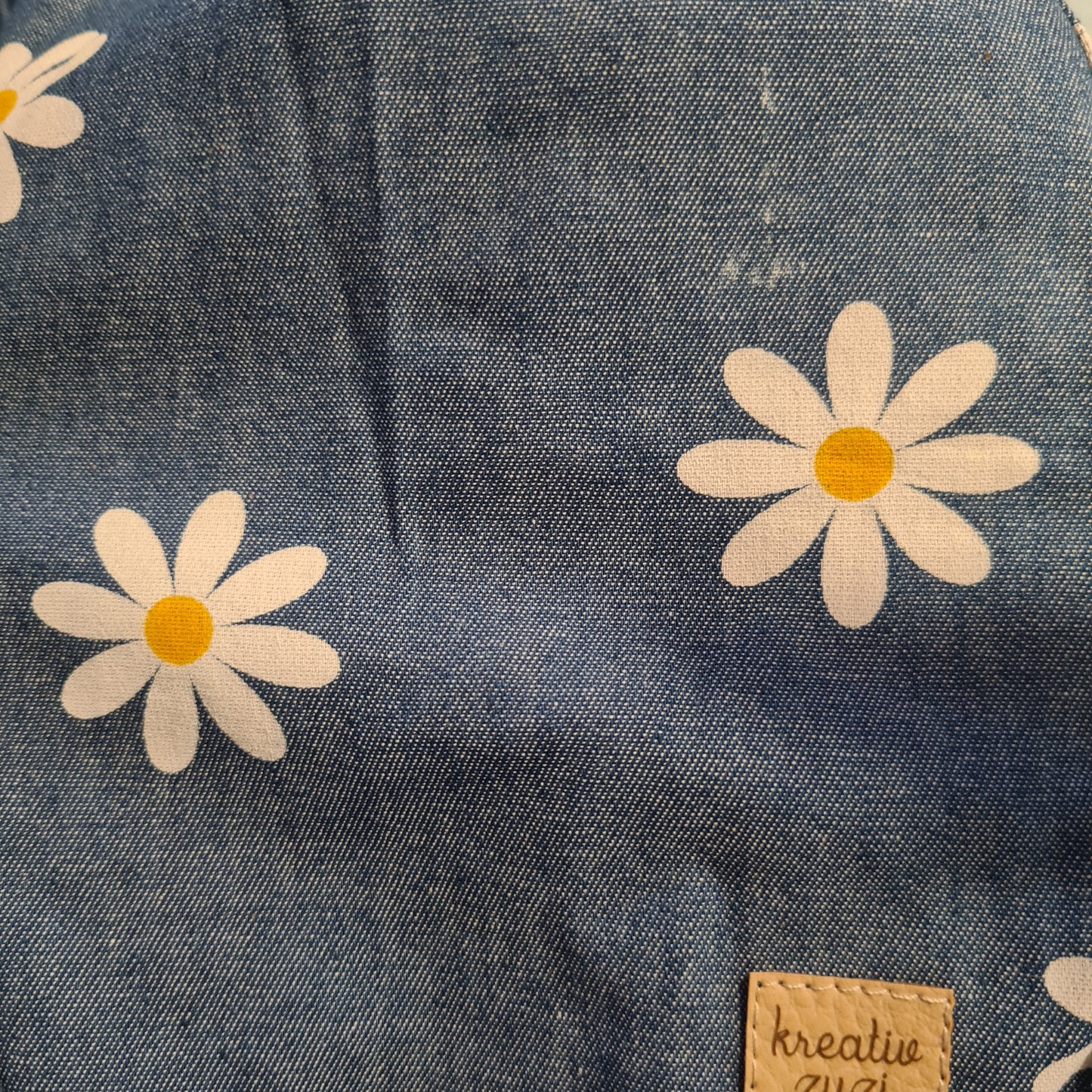 Sukňa s margarétkami- denim