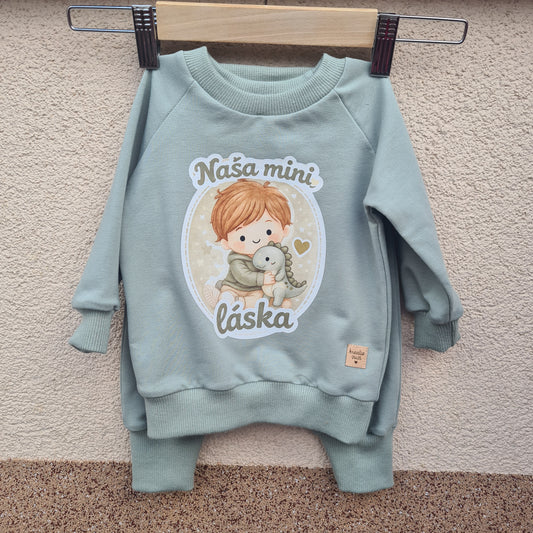 Tepláková súprava Naša mini láska – šalviová