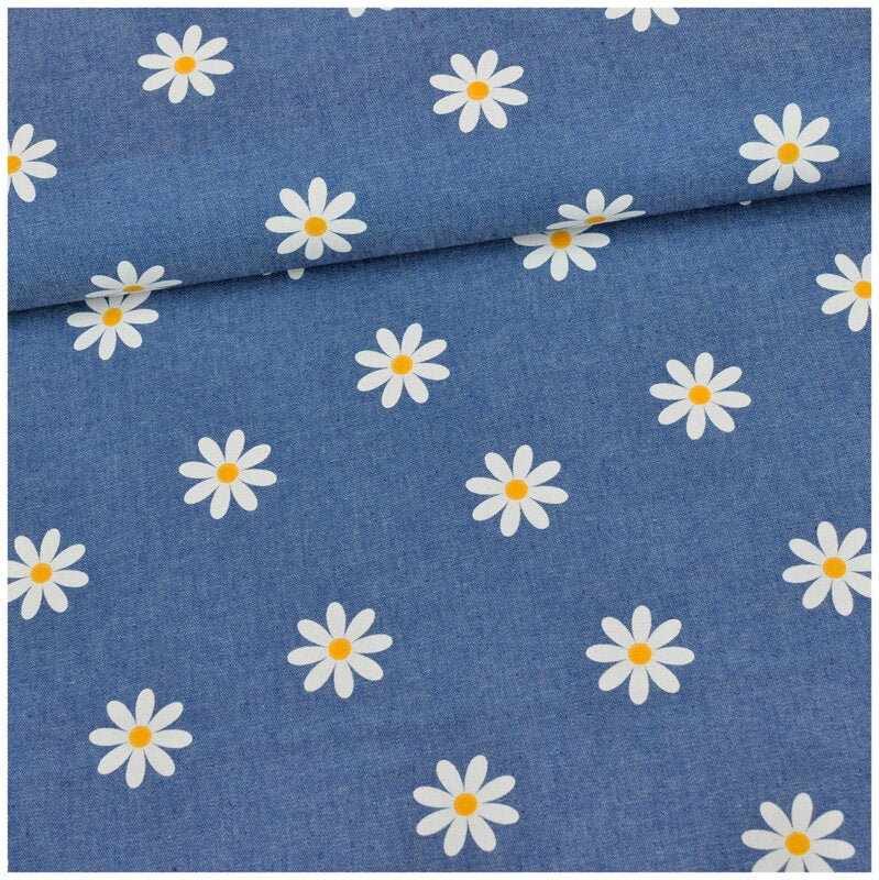 Sukňa s margarétkami- denim