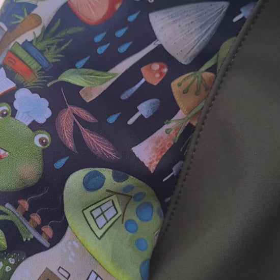 softshellový overal- žabky a khaki, video na vešiaku
